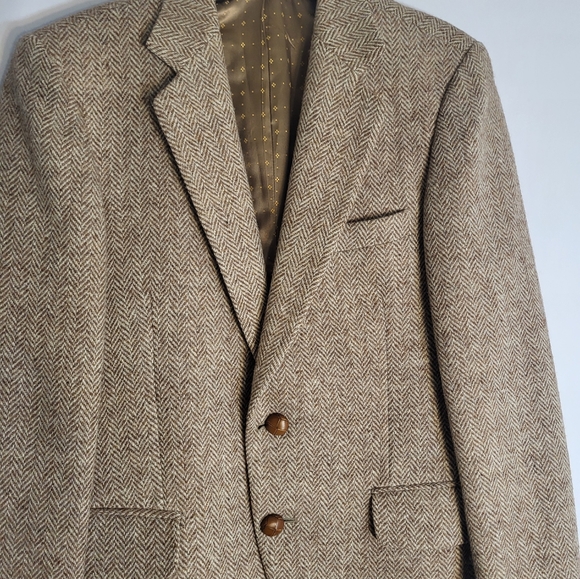 Harris Tweed Mens Blazer Beige Wool 2 Button Half Lined Jacket Sport Coa… - Picture 5 of 12